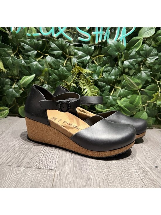 Birkenstock Shoes - Birkenstock Papillio Mary Jane Women’s Size 42 Black Wedge Ankle Strap Sandal